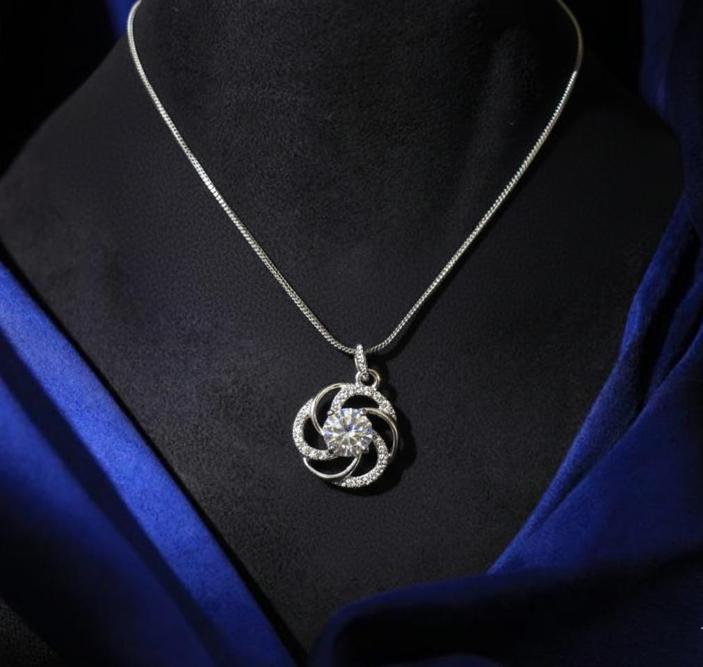 Brilliant Crystal Swirl Pendant Necklace