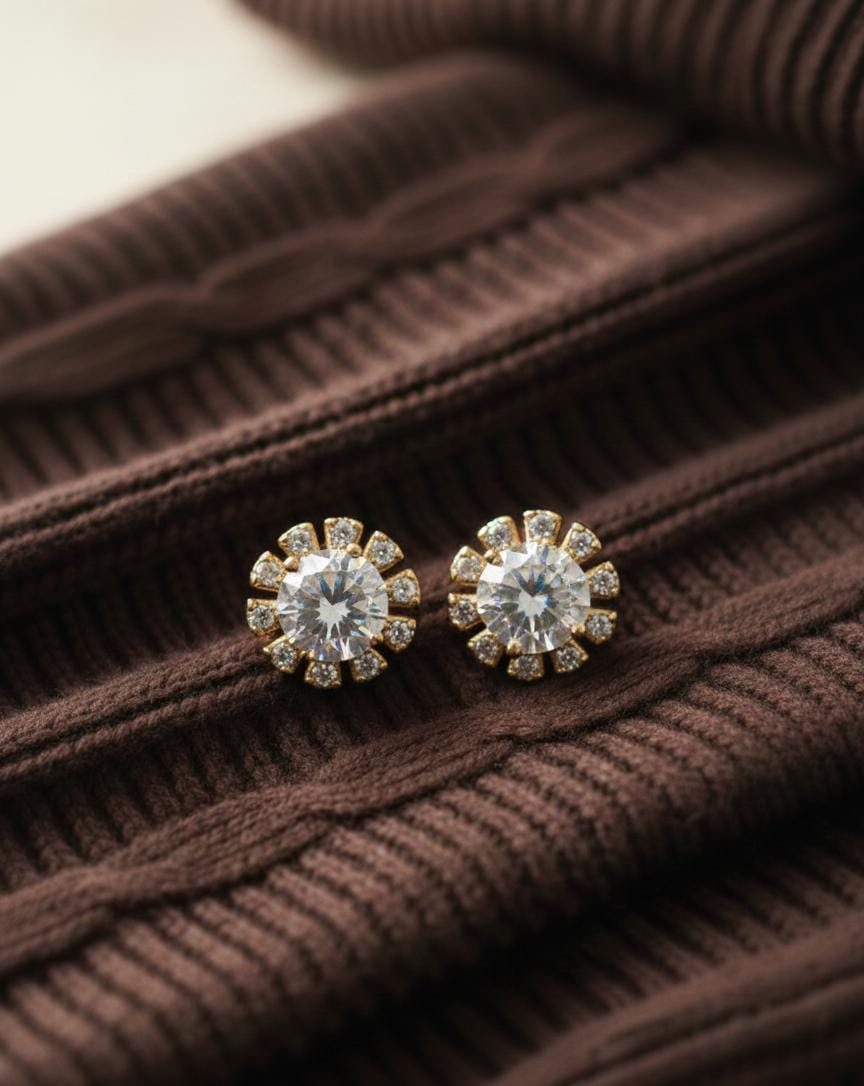 Brilliant Crystal Flower Halo Stud Earrings